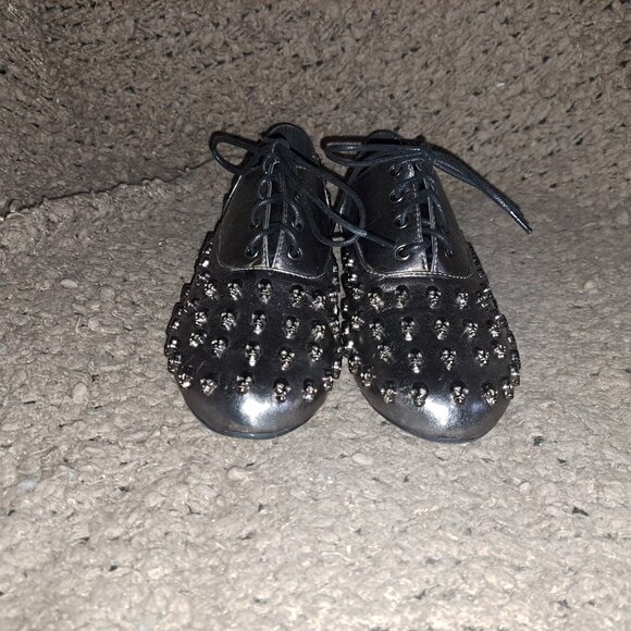 ABBEY DAWN-Skull Shoes-Silver Lace-Up-Avril Lavigne-Sz 38-NEW/NO BOX - Picture 3 of 8